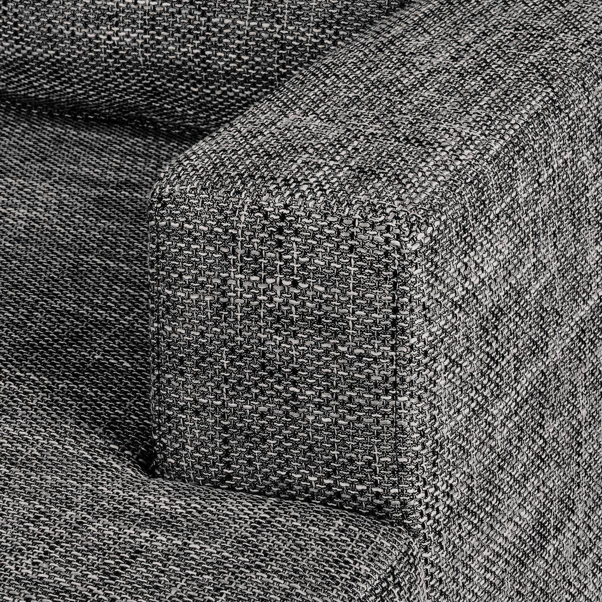 ECKSOFA in Struktur Schwarz  - Chromfarben/Schwarz, Design, Textil/Metall (200/144cm) - MID.YOU