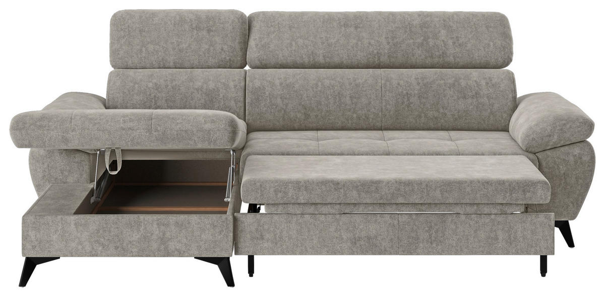 ECKSOFA Schlammfarben  - Schlammfarben/Schwarz, Textil/Metall (166/261cm) - MID.YOU