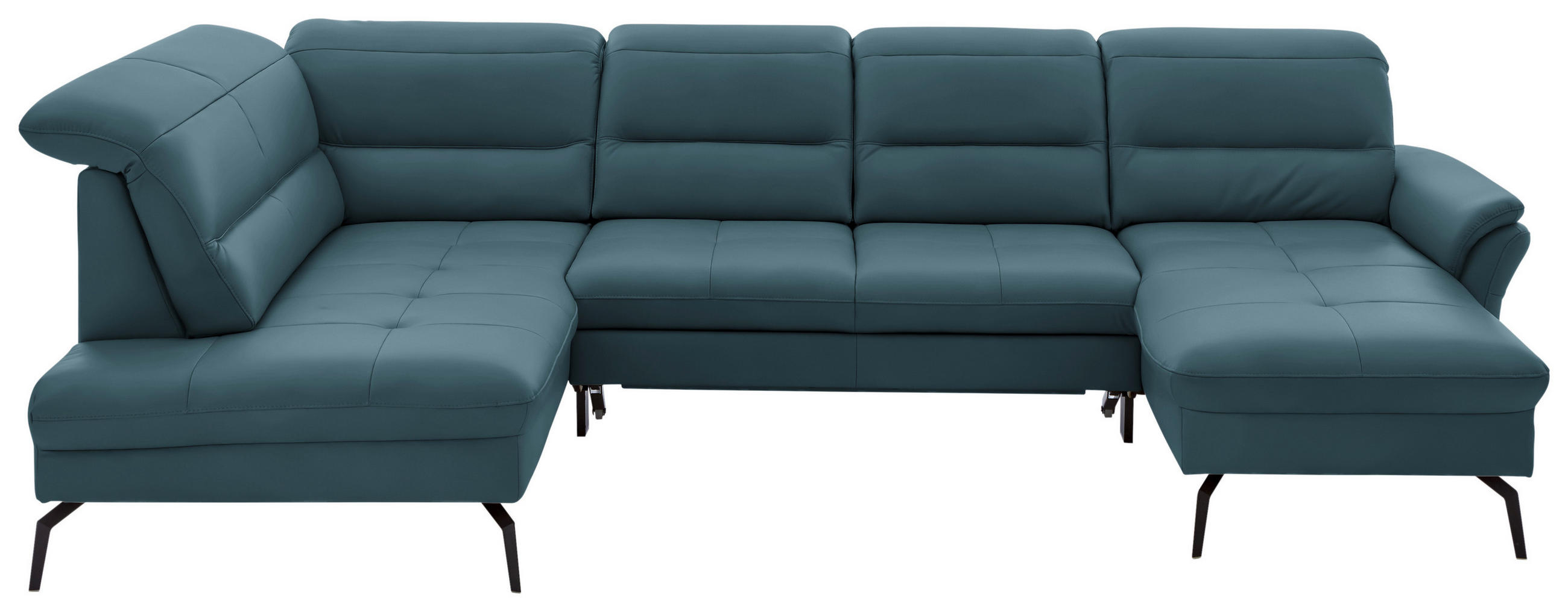 WOHNLANDSCHAFT in Echtleder Blau  - Blau/Schwarz, Design, Leder/Metall (206/336/181cm) - Beldomo Speed