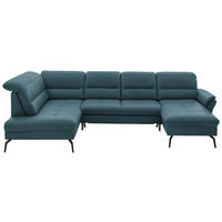 WOHNLANDSCHAFT in Echtleder Blau  - Blau/Schwarz, Design, Leder/Metall (206/336/181cm) - Beldomo Speed