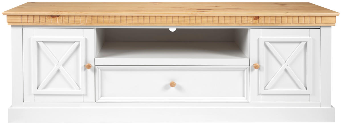 LOWBOARD 191/64/55 cm  - Naturfarben/Weiß, ROMANTIK / LANDHAUS, Holz (191/64/55cm) - MID.YOU