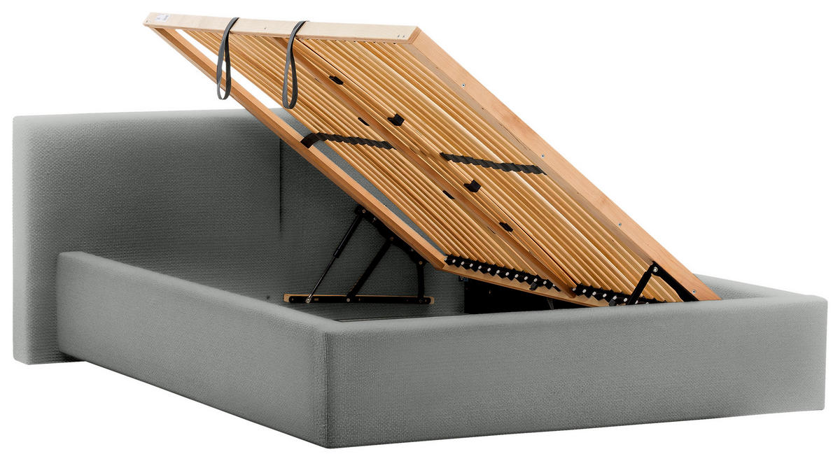 POLSTERBETT 140/200 cm  Grau  - Grau, Basics, Holz/Textil (140/200cm) - Boxxx
