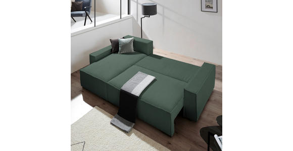 ECKSOFA in Cord, Webstoff Grün  - Schwarz/Grün, MODERN, Holz/Textil (157/265cm) - Carryhome