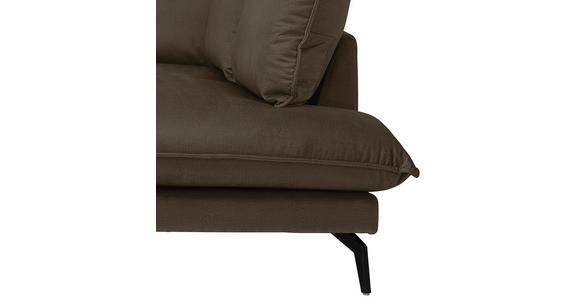 ECKSOFA  in Samt Braun Rückenkissen, Rücken echt  241/200 cm  - Schwarz/Braun, Design, Textil/Metall (241/200cm) - Carryhome
