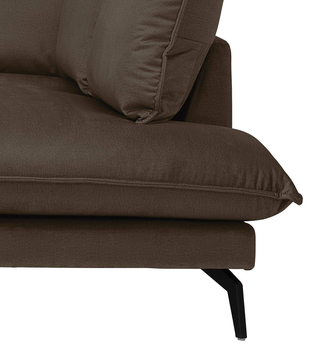 ECKSOFA in Samt Braun  241/200 cm  - Schwarz/Braun, Design, Textil/Metall (241/200cm) - Carryhome