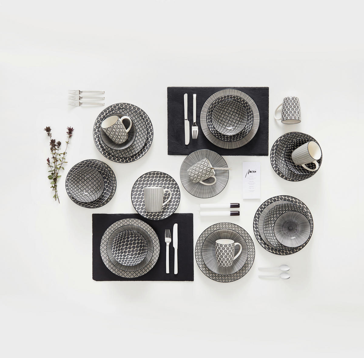 KOMBINOVANÝ SERVIS, 30-dielne, porcelán - čierna/biela, Lifestyle, keramika - Ritzenhoff Breker