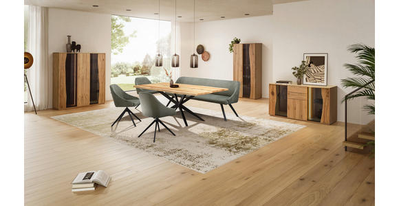 SIDEBOARD 137,7/79,3/43,8 cm  - Wildeiche/Grau, MODERN, Glas/Holz (137,7/79,3/43,8cm) - Moderano