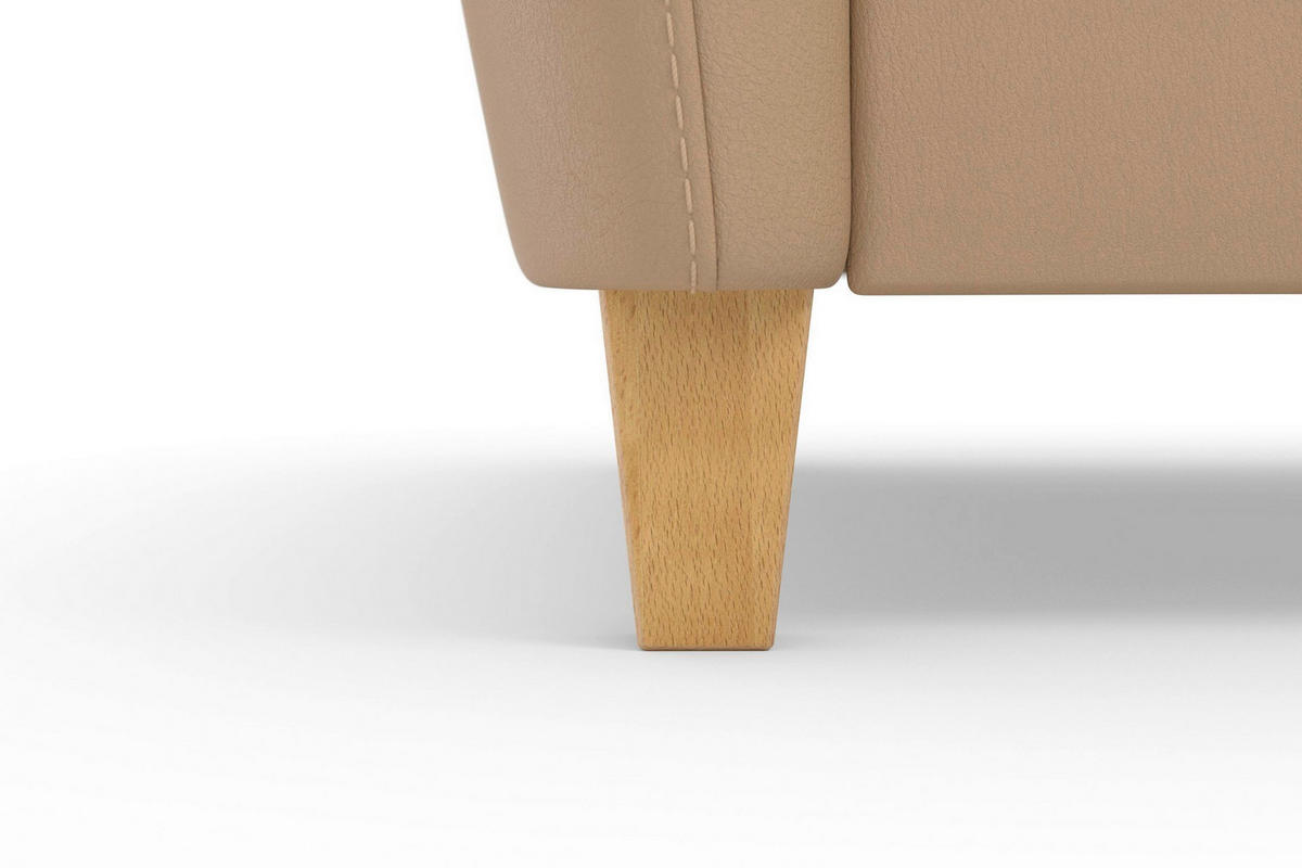 3-SITZER-SOFA PALMERA E Echtleder Cappuccino  - Eichefarben/Cappuccino, Basics, Leder/Holz (179/89/89cm) - Sit & More