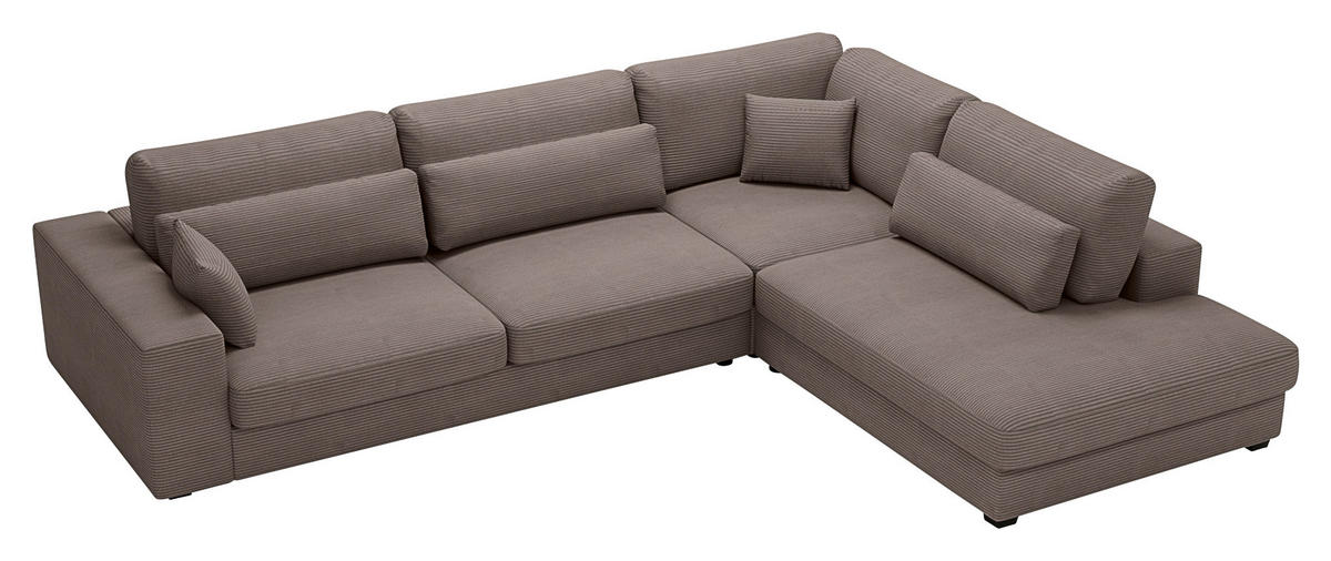 ECKSOFA in Cord Braun  - Schwarz/Braun, Konventionell, Kunststoff/Textil (314/250cm) - Carryhome