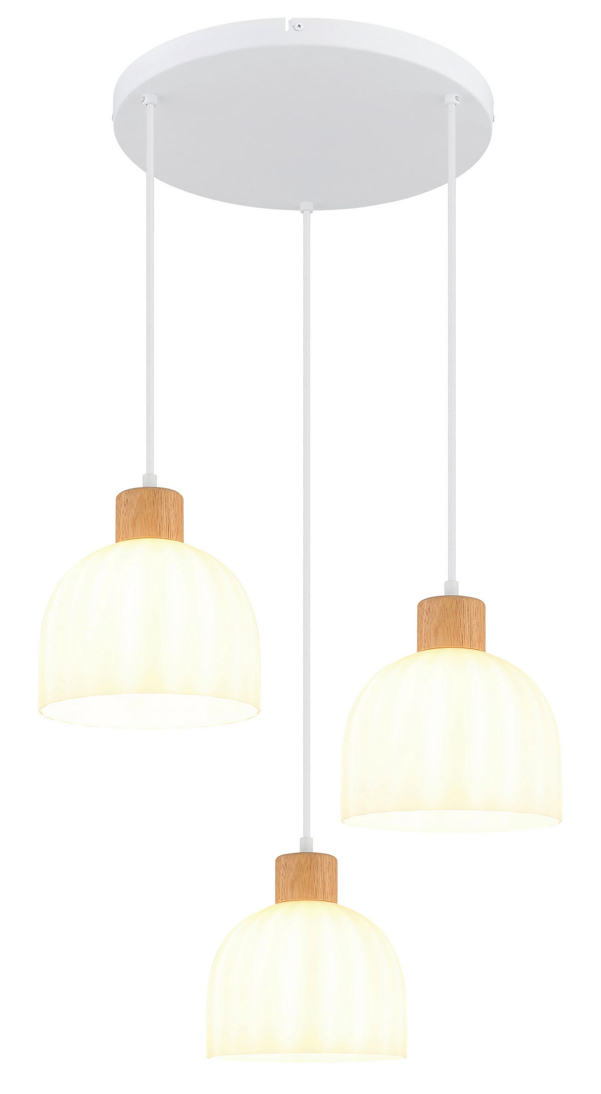 HÄNGELEUCHTE Swanson 51/130 cm  - Opal/Braun, Design, Glas/Holz (51/130cm) - Globo