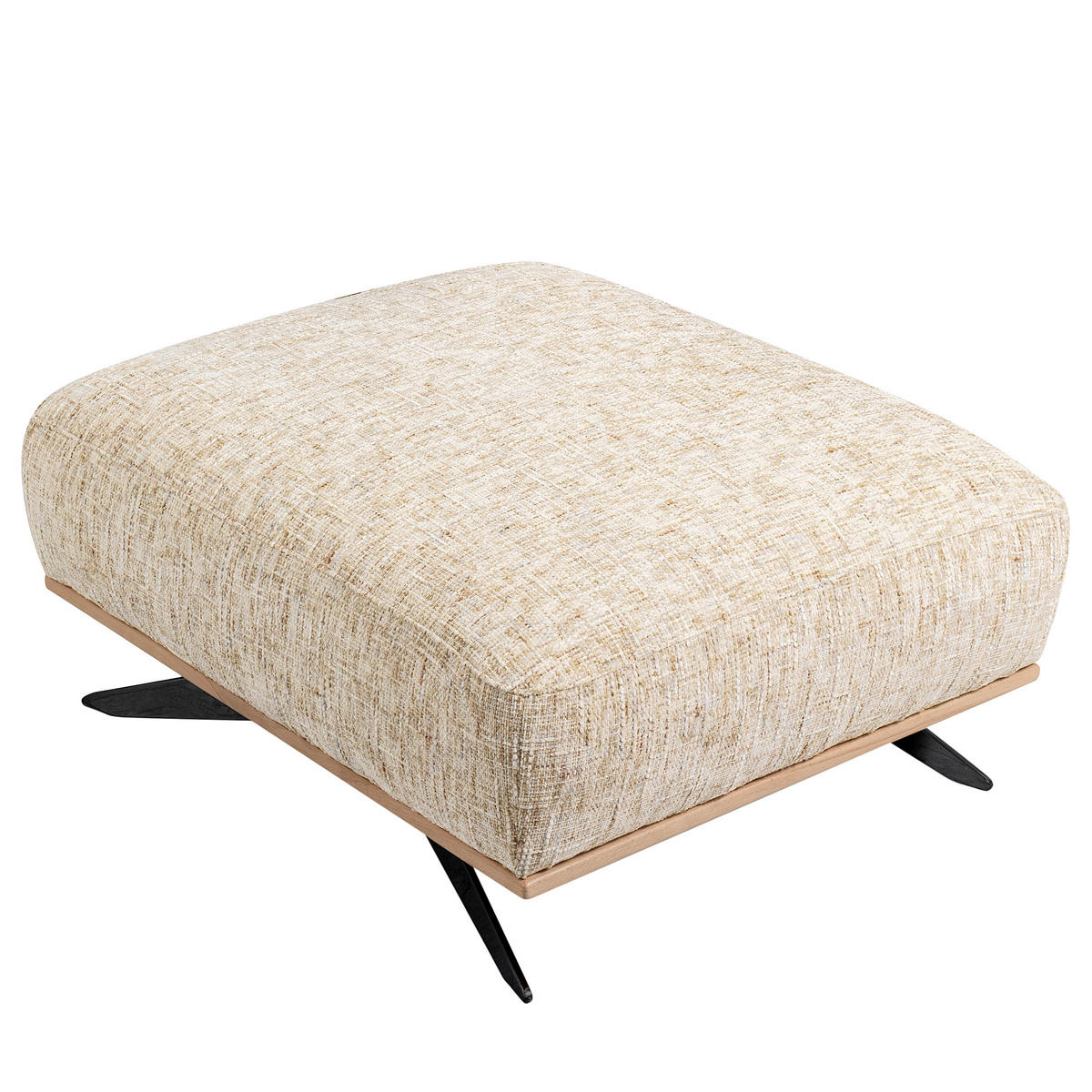 HOCKER in Textil Beige  - Beige/Schwarz, Design, Holz/Textil (95/46/80cm) - Livetastic