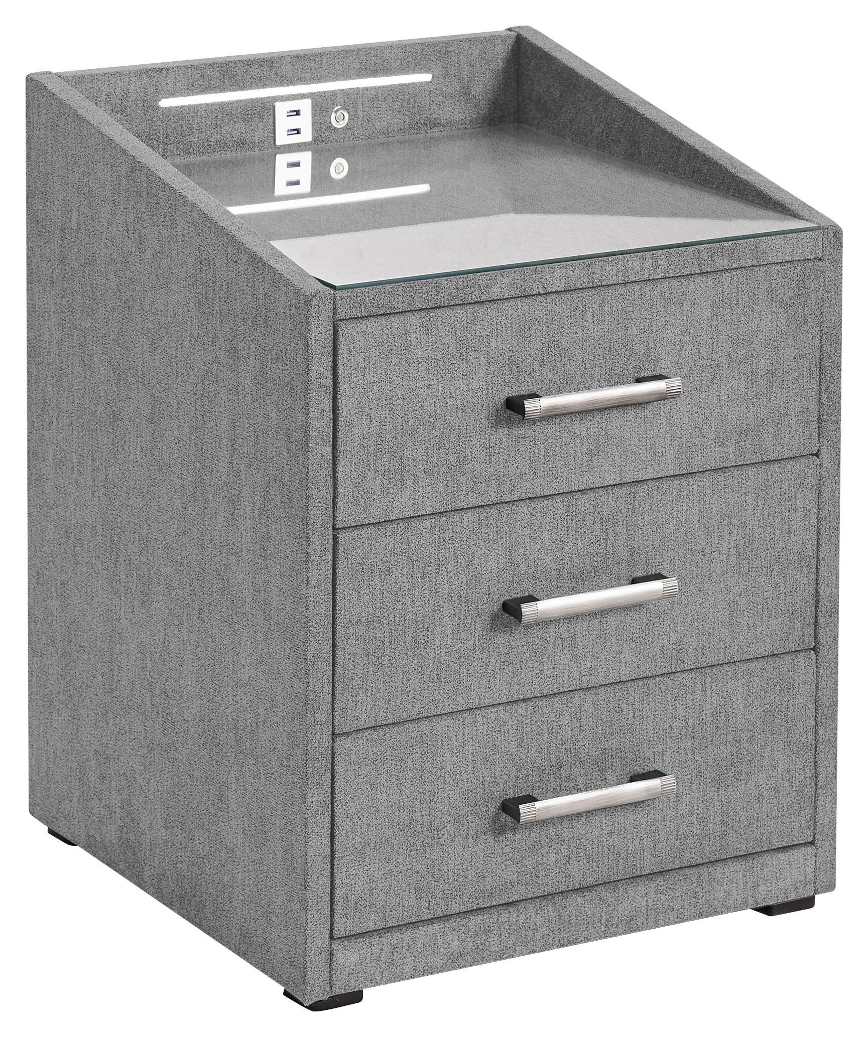 NACHTSCHRANK 47/61/46 cm  - Dunkelgrau/Silberfarben, MODERN, Holzwerkstoff/Kunststoff (47/61/46cm) - MID.YOU