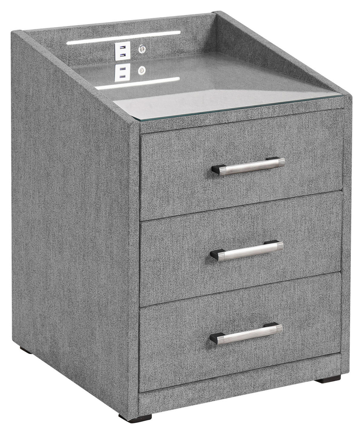 NACHTTISCH 47/61/46 cm  Dunkelgrau  - Dunkelgrau/Silberfarben, Modern, Holzwerkstoff/Kunststoff (47/61/46cm) - MID.YOU