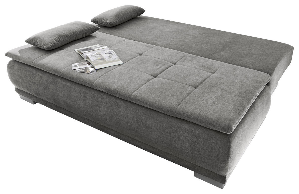 KANAPÉÁGY textil, faalapú anyag szürke  - ezüst/szürke, Modern, műanyag/faalapú anyag (208/93/105cm) - MID.YOU