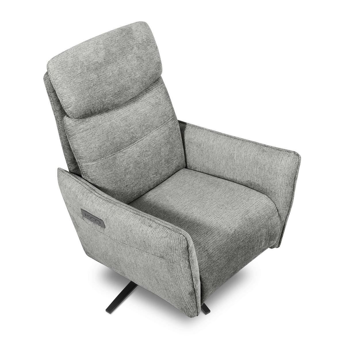 RELAXSESSEL in Textil Hellgrau  - Hellgrau/Schwarz, Design, Textil/Metall (77/107/88cm) - Livetastic