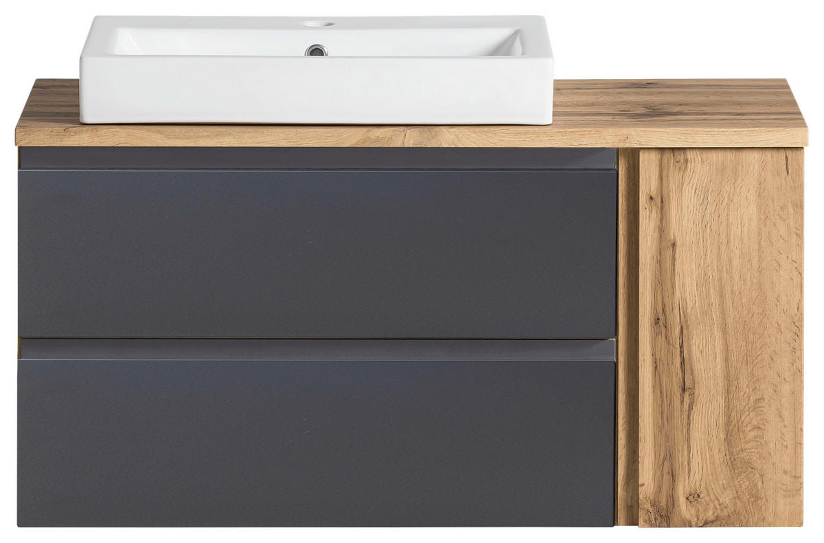 WASCHTISCHKOMBI 105 cm  - Eiche Wotan/Grau, MODERN, Keramik/Holzwerkstoff (105cm) - Held