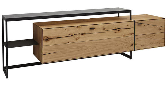 LOWBOARD 246/78/50 cm - Eichefarben/Schwarz, MODERN, Glas/Holz (246/78/50cm) - Valnatura