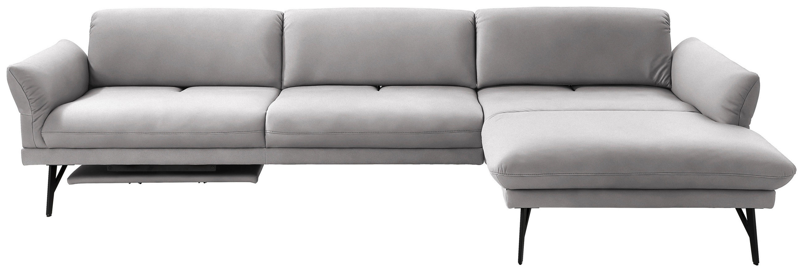 ECKSOFA in Echtleder Hellgrau  308/173 cm  - Anthrazit/Hellgrau, Design, Leder/Metall (308/173cm) - Joop!