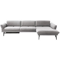 ECKSOFA in Echtleder Hellgrau  308/173 cm  - Anthrazit/Hellgrau, Design, Leder/Metall (308/173cm) - Joop!