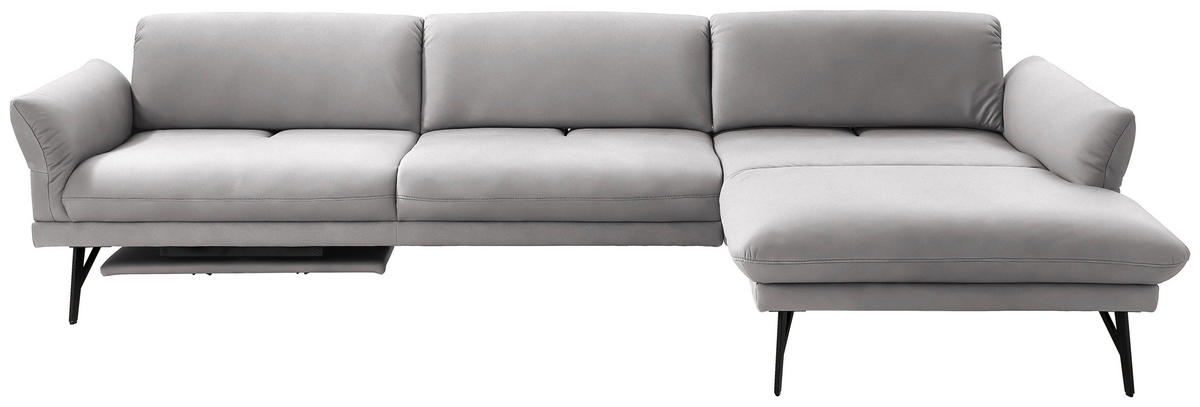 ECKSOFA in Echtleder Hellgrau  308/173 cm  - Anthrazit/Hellgrau, Design, Leder/Metall (308/173cm) - Joop!