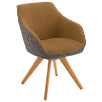 ARMLEHNSTUHL  in Flachgewebe  - Currygelb/Eichefarben, Design, Holz/Textil (60/84/68cm) - Koinor