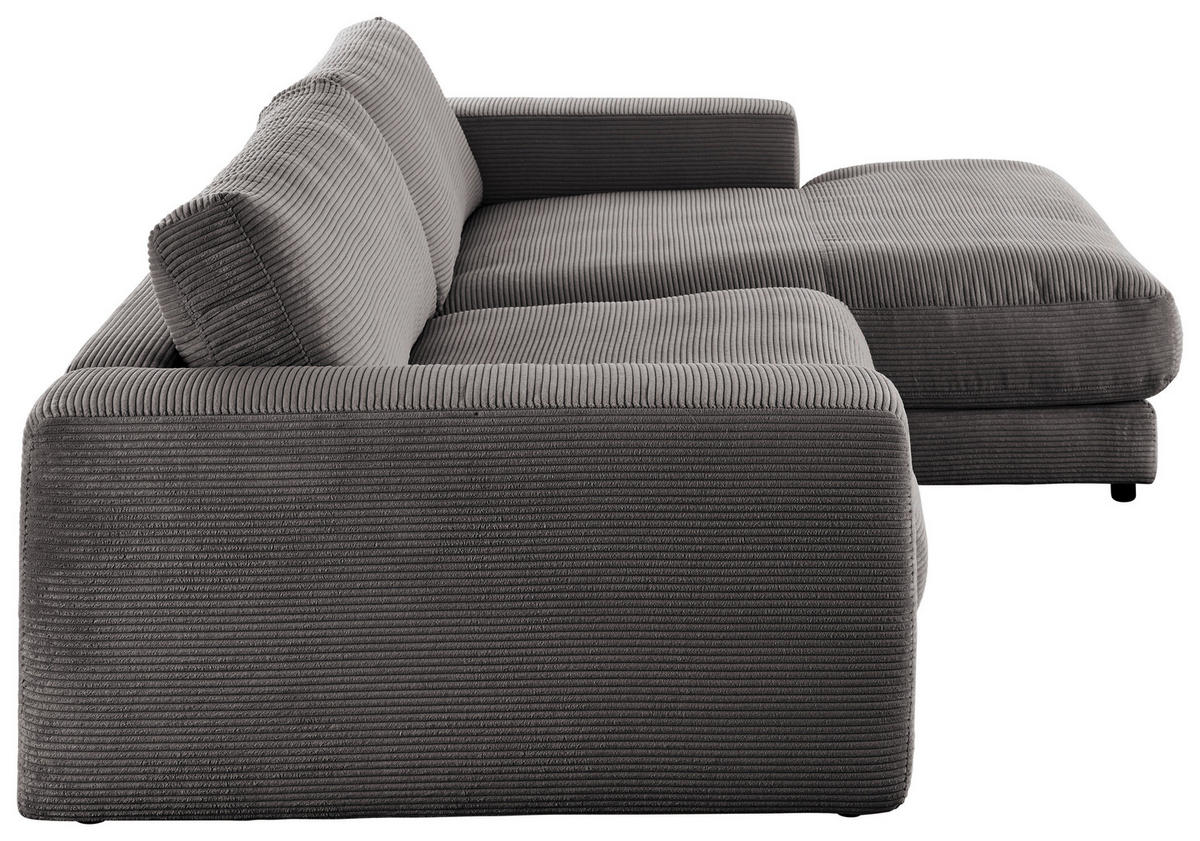 ECKSOFA in Cord Dunkelgrau  - Dunkelgrau/Schwarz, Design, Kunststoff/Textil (270/190cm) - Lomoco