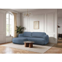 ECKSOFA VELU Blau Chenille  - Blau/Schwarz, Design, Textil (175cm) - MID.YOU