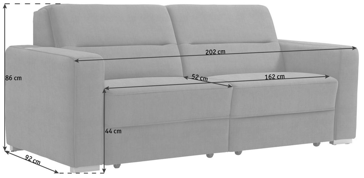 SCHLAFSOFA in Textil Hellgrau  - Hellgrau, Konventionell, Textil/Metall (202/86/92cm) - Sedda