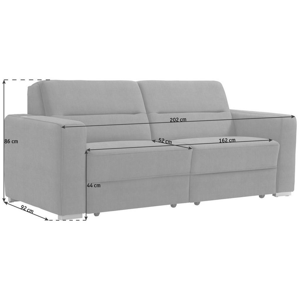 Thumbnail - Sedda Schlafsofa, Hellgrau, Textil, Uni, 2-Sitzer, 202x86x92 cm, Austria Gütezeichen, AZO-frei, Made in Austria, Stoffau...