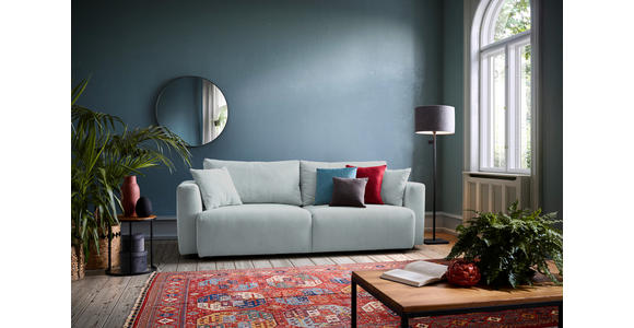 SCHLAFSOFA Cord Mintgrün Zierkissen, Rückenkissen, Bettkasten, Schlaffunktion, Rücken echt  - Schwarz/Mintgrün, Design, Kunststoff/Textil (250/92/105cm) - Carryhome