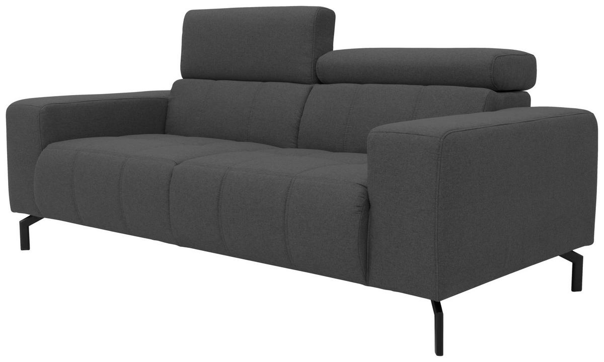 2-SITZER-SOFA Webstoff Grau  - Schwarz/Grau, Design, Textil/Metall (208/79/104cm) - MID.YOU