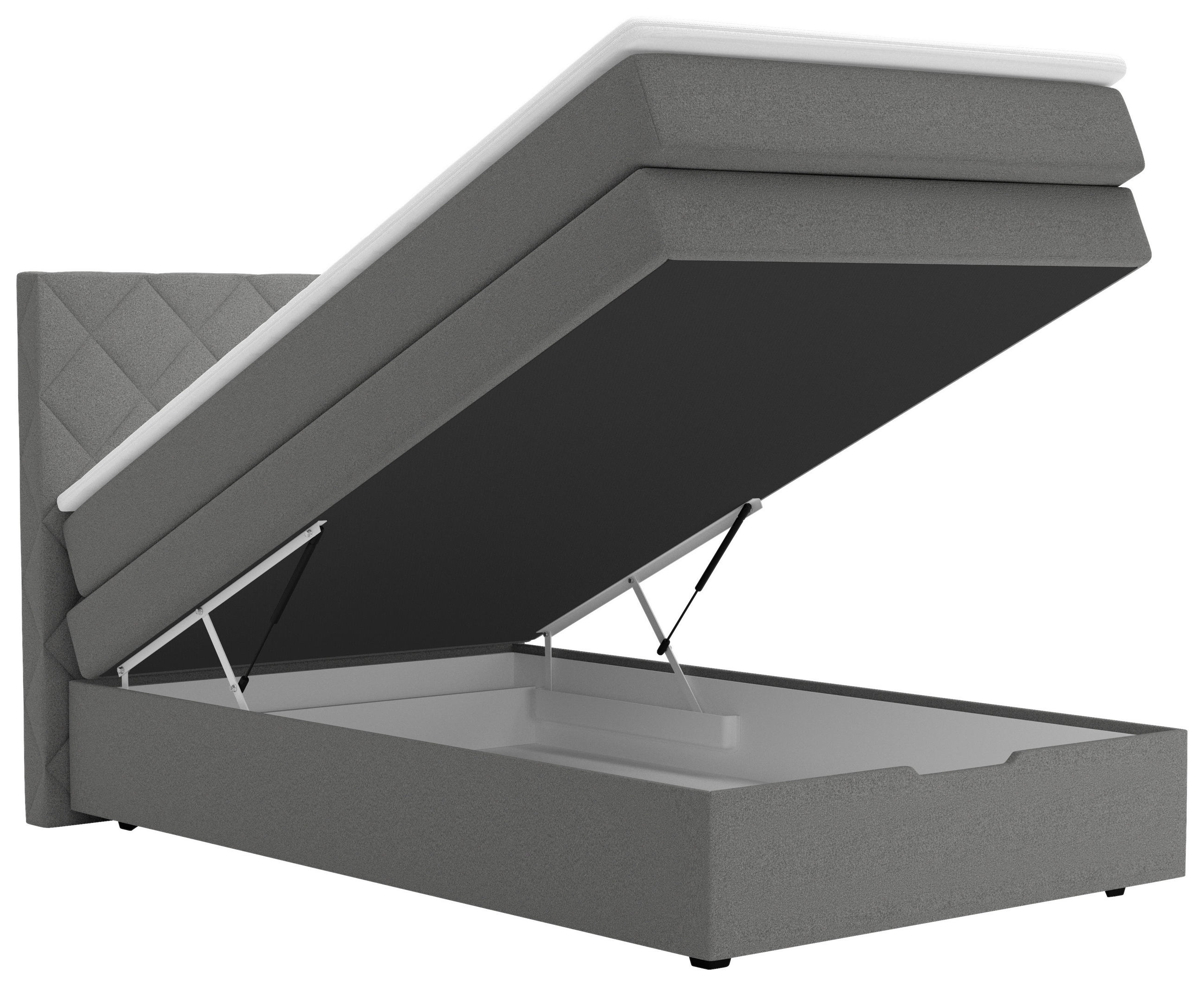 POSTEL BOXSPRING, 120/200 cm, šedá - šedá/černá, Basics, kov/textil (120/200cm) - Blanar