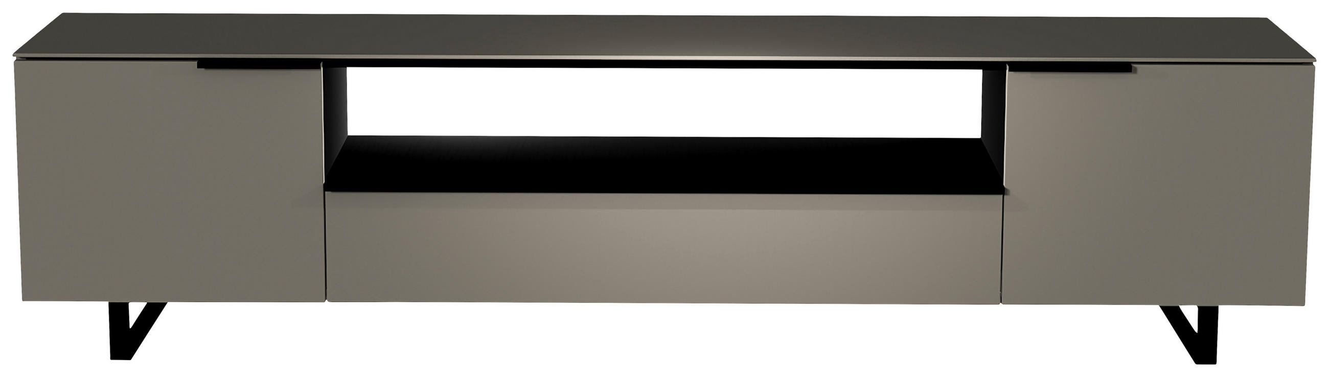 LOWBOARD Grau, Schwarz  - Schwarz/Grau, Design, Glas/Holzwerkstoff (210/51/45cm) - Moderano