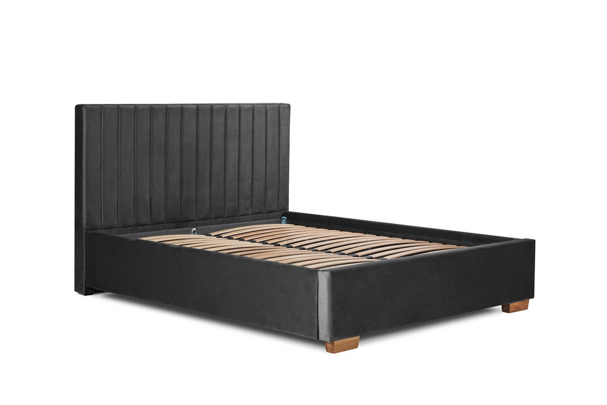 Pat Tapițat, 180/200 cm, antracit - culoare lemn stejar/antracit, Basics, metal/lemn (180/200cm) - Carryhome