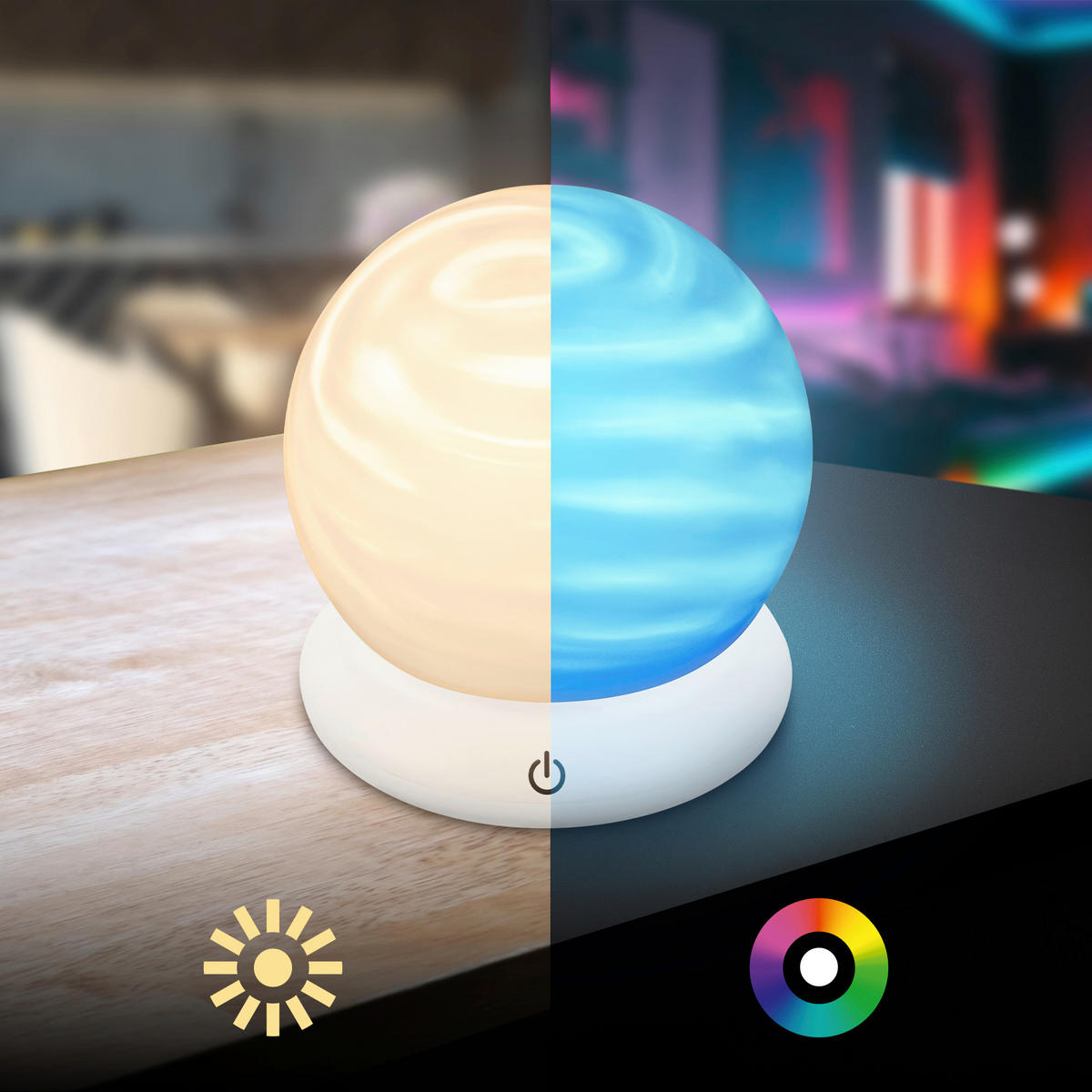 LED ASZTALI LÁMPA - fehér, Basics, műanyag (20/20/2cm)