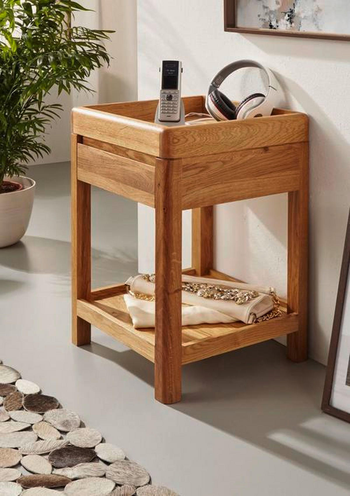 MASĂ AUXILIARĂ in lemn 40/40/60 cm  - culoare lemn stejar, Design, lemn (40/40/60cm) - Livetastic