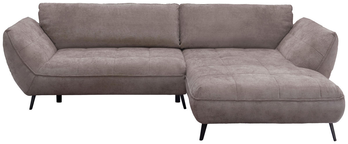 ECKSOFA SAMOA Hellbraun Struktur  - Hellbraun/Schwarz, Design, Textil/Metall (282/187cm) - Livetastic