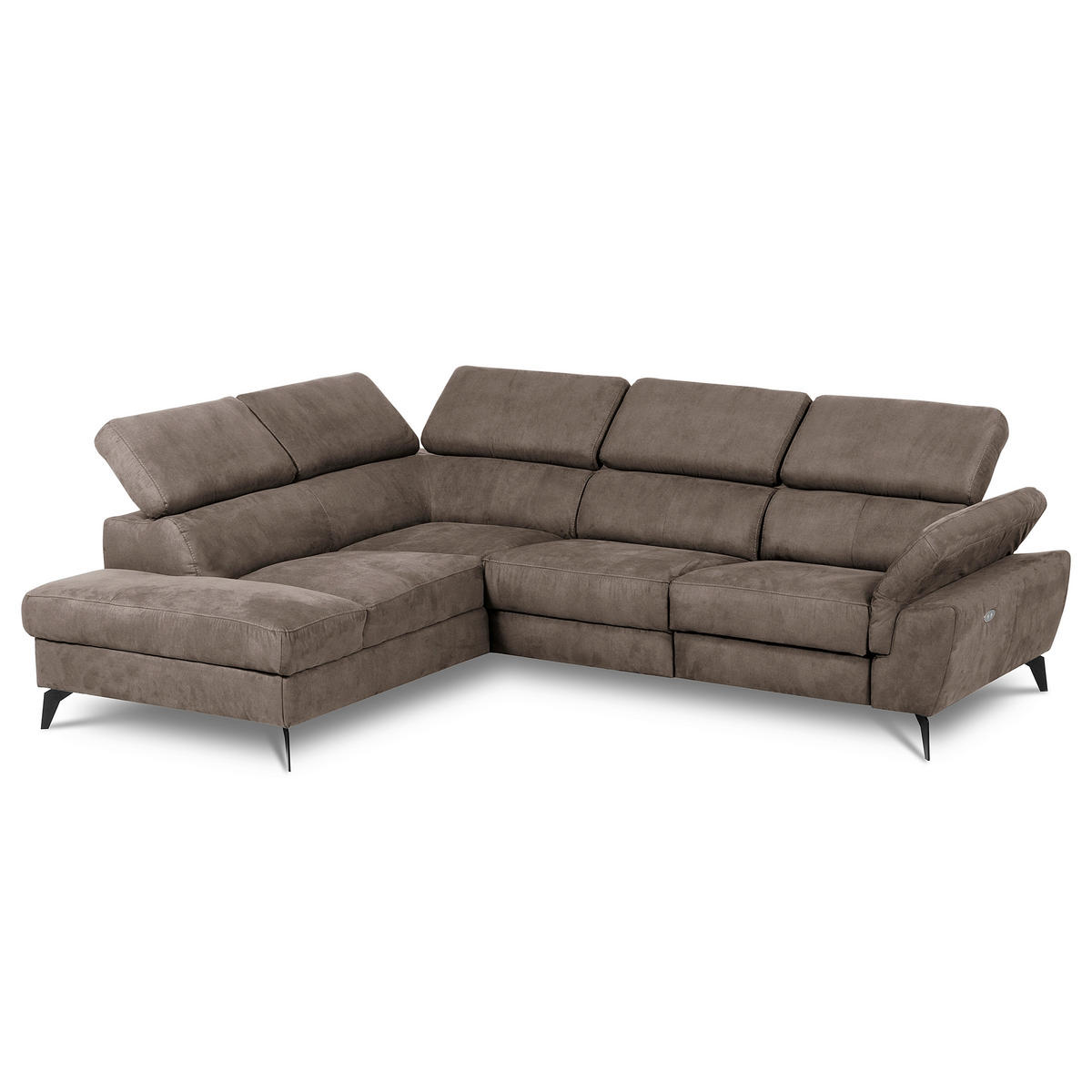 ECKSOFA SONO in Lederlook Braun Armteilverstellung, Kopfteilverstellung  210/265 cm  - Schwarz/Braun, Design, Textil/Metall (210/265cm) - Livetastic