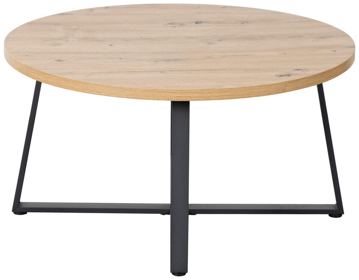 KONFERENČNÍ STOLEK, černá, dub artisan, kov, kompozitní dřevo, 80/80/42 cm - černá/dub artisan, Design, kov/kompozitní dřevo (80/80/42cm) - Boxxx