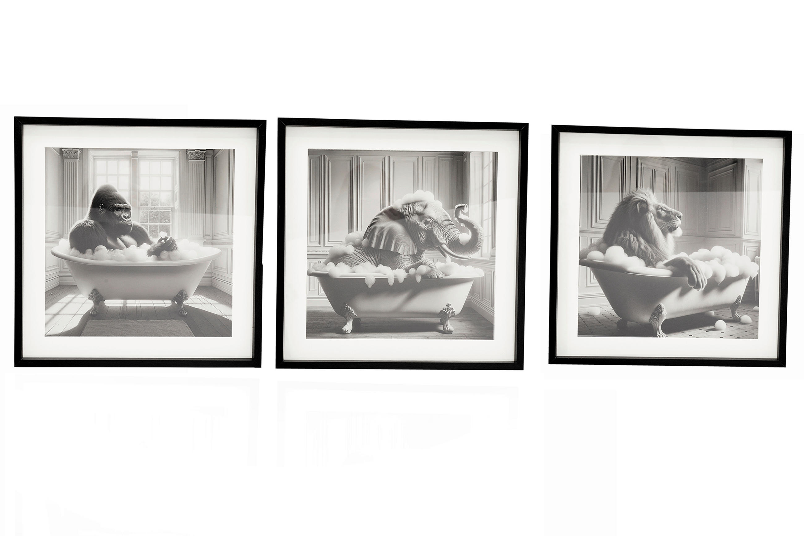 KÉP SZETT 40/40/2.5 cm  - fekete/fehér, Basics, faalapú anyag/Üveg (40/40/2.5cm)