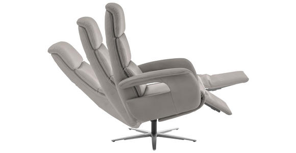RELAXSESSEL in Leder Hellgrau  - Edelstahlfarben/Hellgrau, Design, Leder/Metall (76/119/86cm) - Dieter Knoll