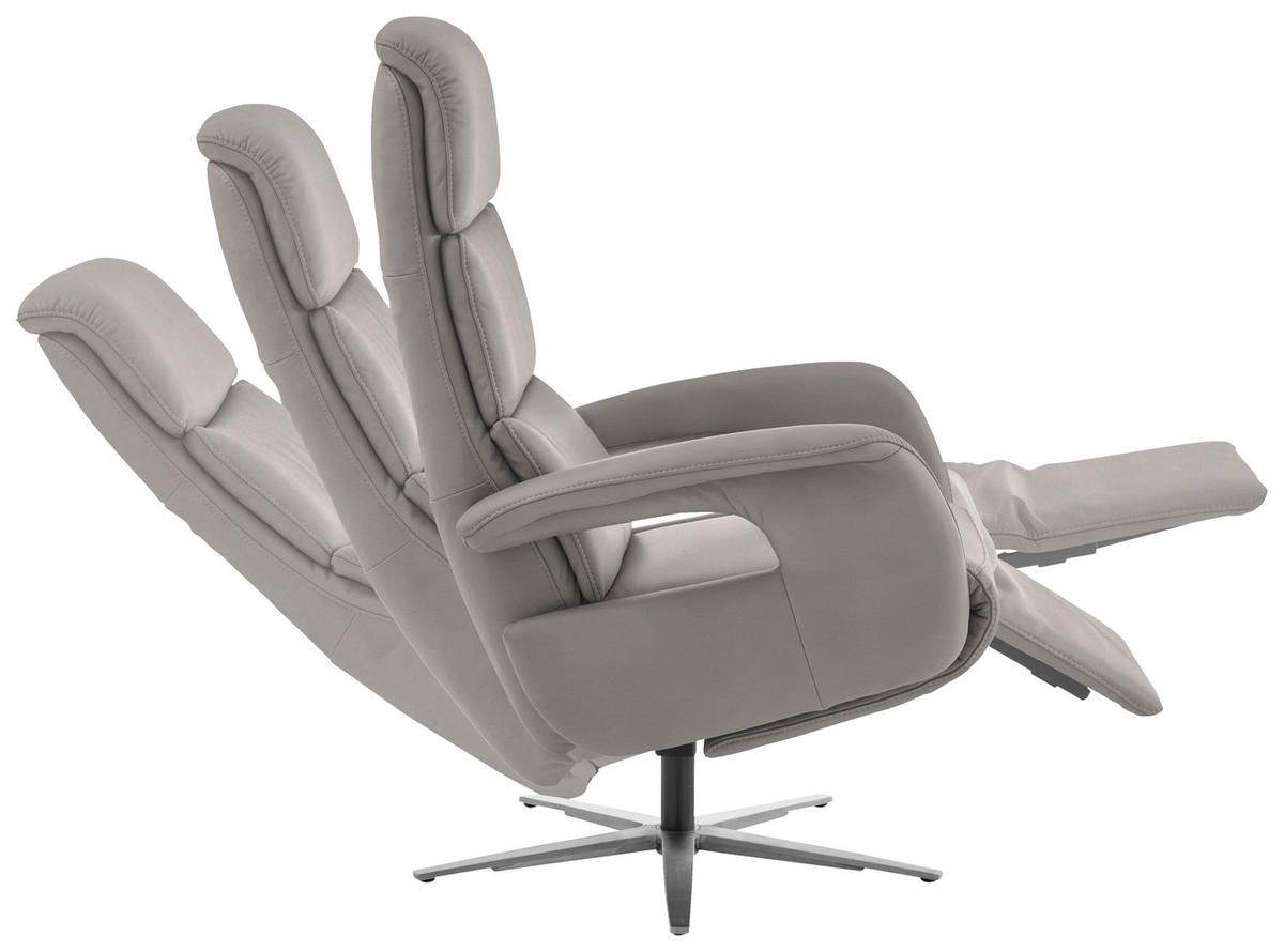 RELAXSESSEL in Leder Hellgrau  - Edelstahlfarben/Hellgrau, Design, Leder/Metall (76/119/86cm) - Dieter Knoll