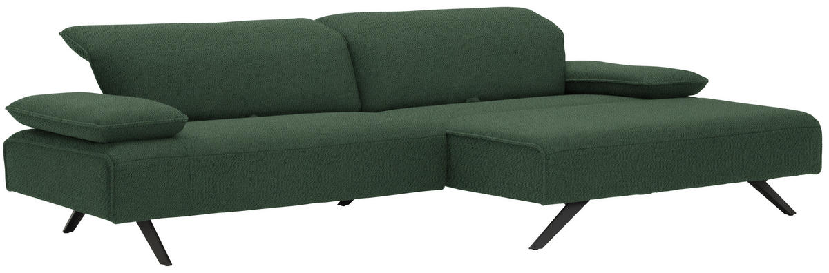 ECKSOFA in Flachgewebe Grün  - Anthrazit/Grün, Design, Textil/Metall (280/165cm) - Johann Jakob
