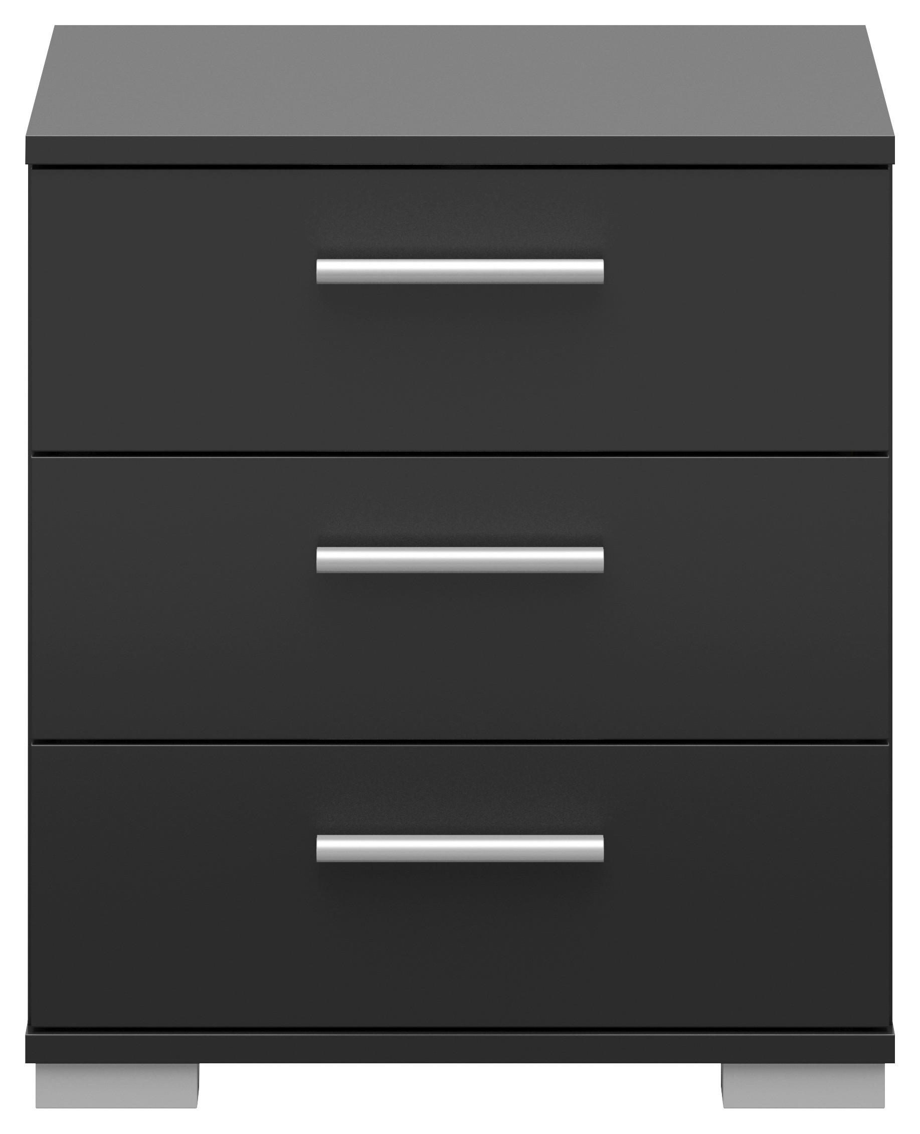 NACHTSCHRANK 45/50/35 cm  - Alufarben/Schwarz, KONVENTIONELL, Holzwerkstoff/Kunststoff (45/50/35cm) - Boxxx