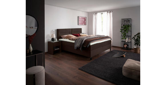 BOXSPRINGBETT 200/220 cm  in Dunkelbraun  - Dunkelbraun/Schwarz, KONVENTIONELL, Textil/Metall (200/220cm) - Esposa