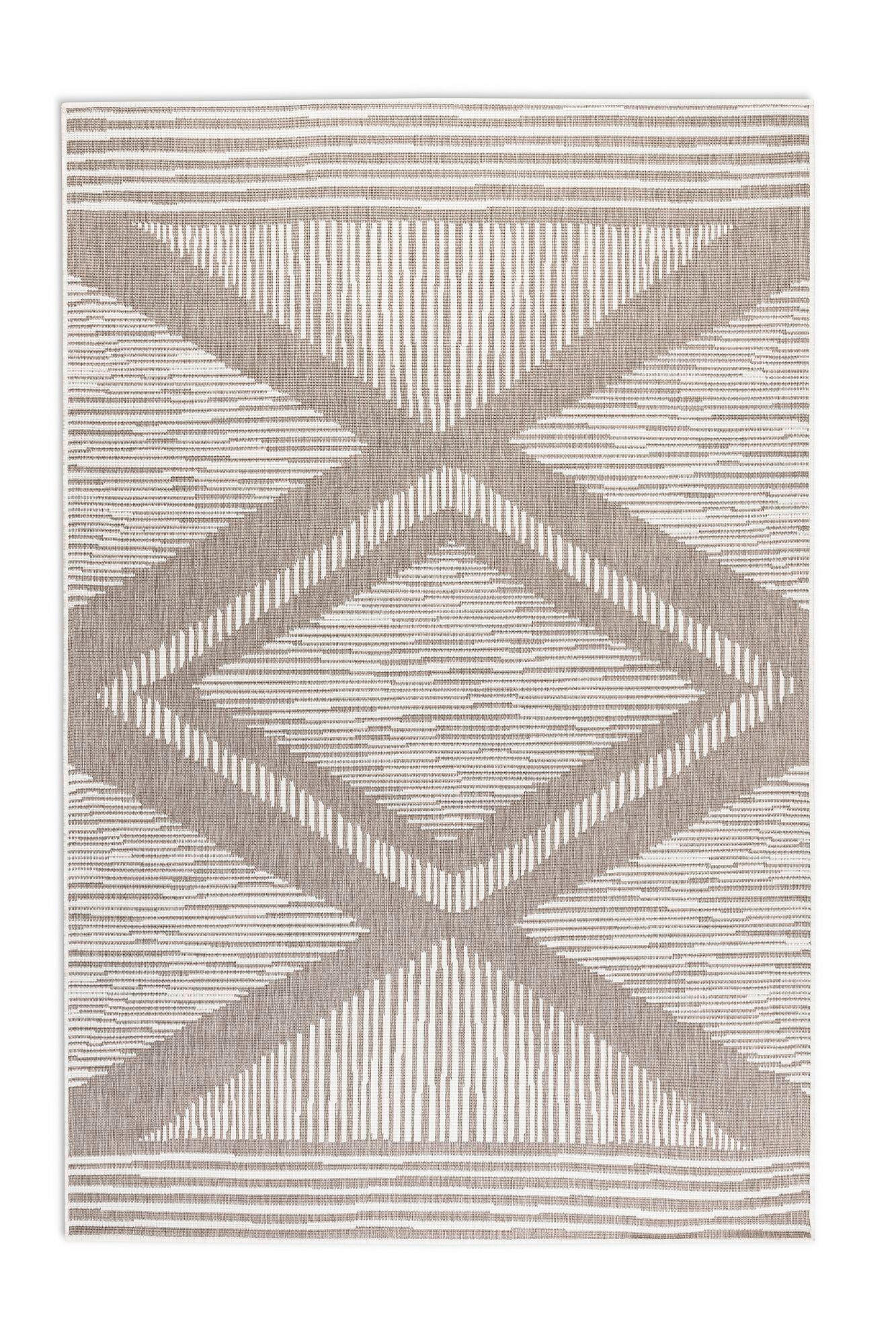 OUTDOORTEPPICH 80/150 cm Gemini Weiß, Cappuccino  - Weiß/Cappuccino, Design, Kunststoff (80/150cm)