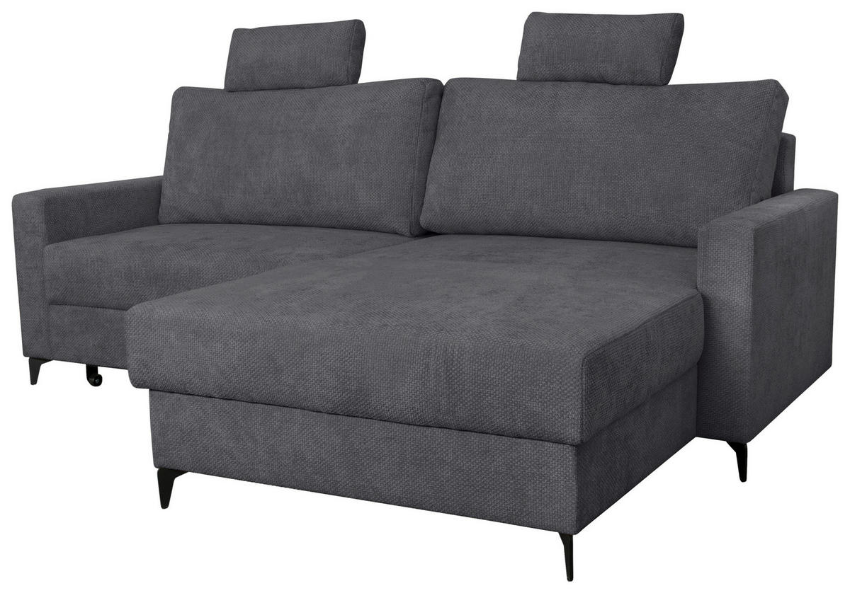 ECKSOFA Anthrazit Struktur  - Anthrazit/Schwarz, KONVENTIONELL, Textil/Metall (230/164cm) - Carryhome