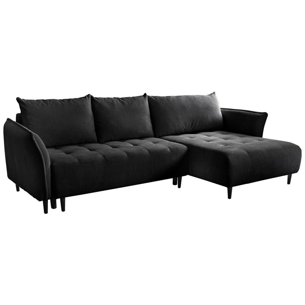 Thumbnail - Mid.you Ecksofa Monte Carlo, Schwarz, Textil, 3-Sitzer, Füllung: Polyurethan (Pur), Silikon, Ottomane rechts, L-Form, 29...