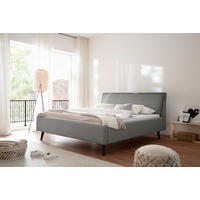 POLSTERBETT Hellgrau 140/200 cm  - Hellgrau/Schwarz, KONVENTIONELL, Holz/Textil (140/200cm) - Livetastic
