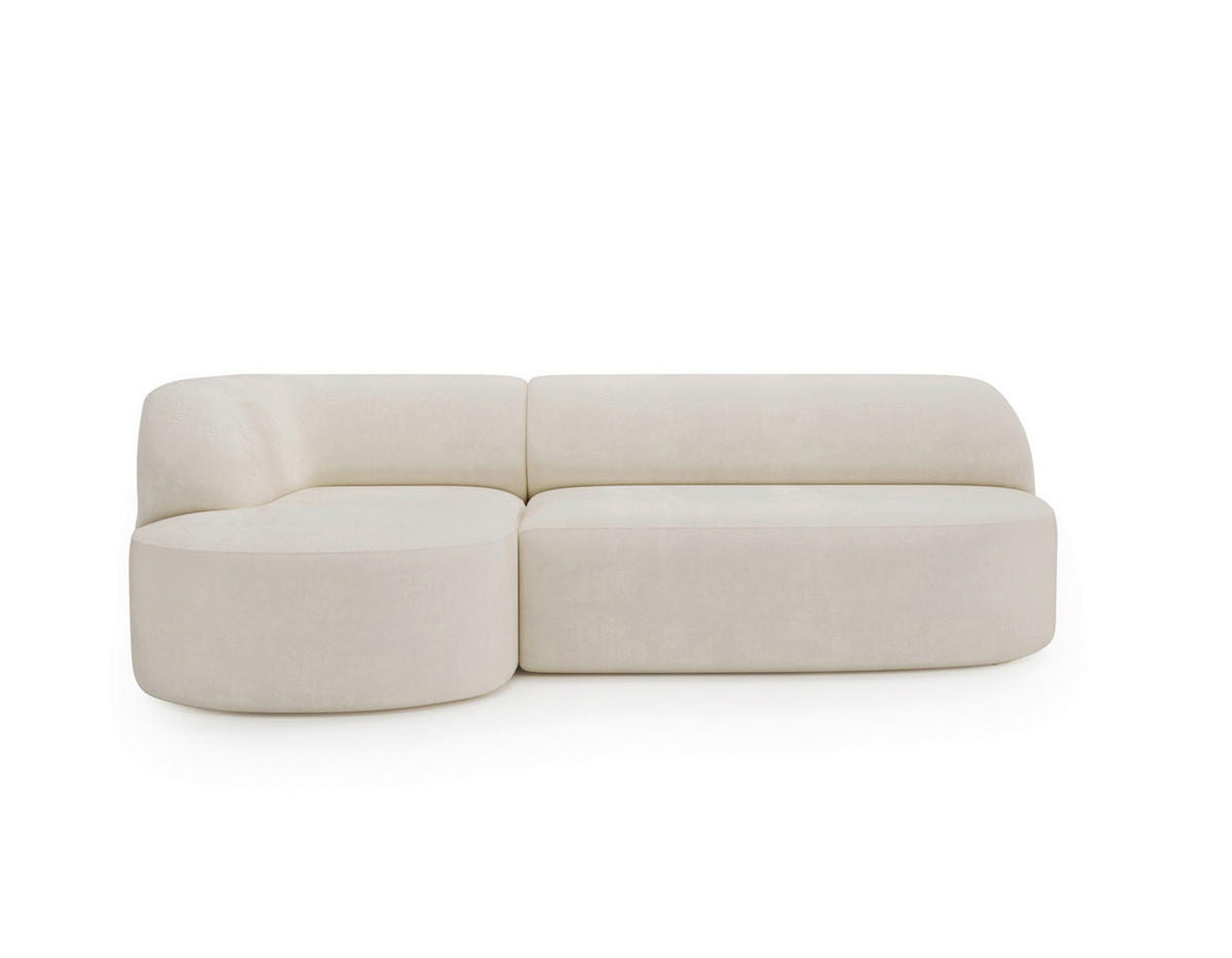 ECKSOFA Chenille Creme  - Creme/Schwarz, Design, Kunststoff/Textil (156/218cm) - Livetastic